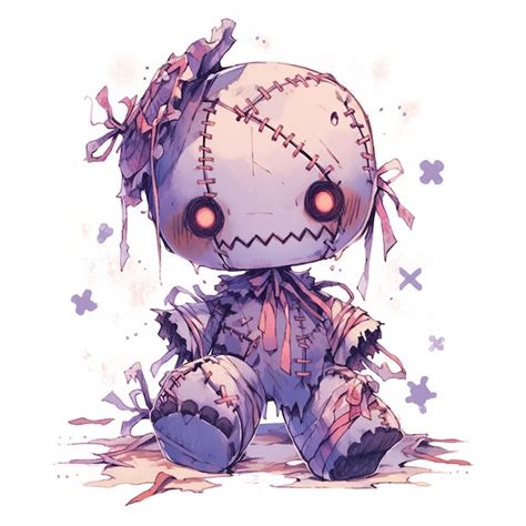 Premium Photo | Anime style drawing of a creepy doll with a bow and a ...