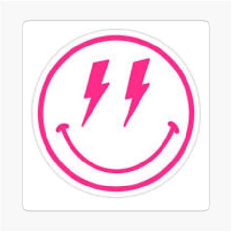 "Pink smiley face with lightning bolt as eyes" Sticker for Sale by Ggwdesign | Redbubble