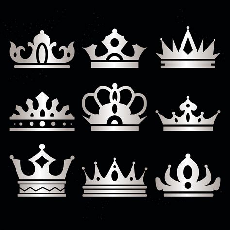 Silver Crown Icon Set 30717643 Vector Art at Vecteezy