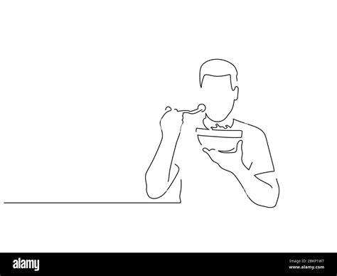 People eating isolated line drawing, vector illustration design. Food ...