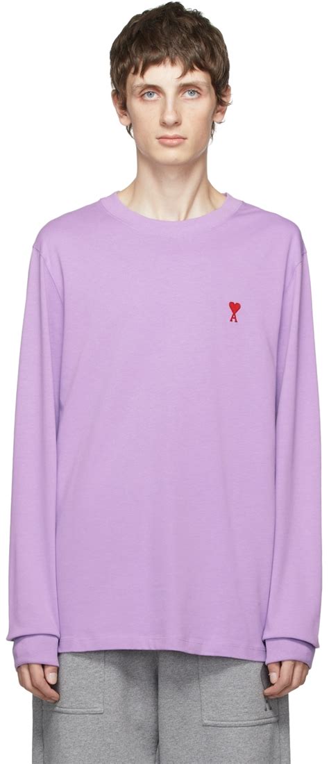 SSENSE Canada Exclusive Purple Ami de Cœur Long Sleeve T Shirt by AMI