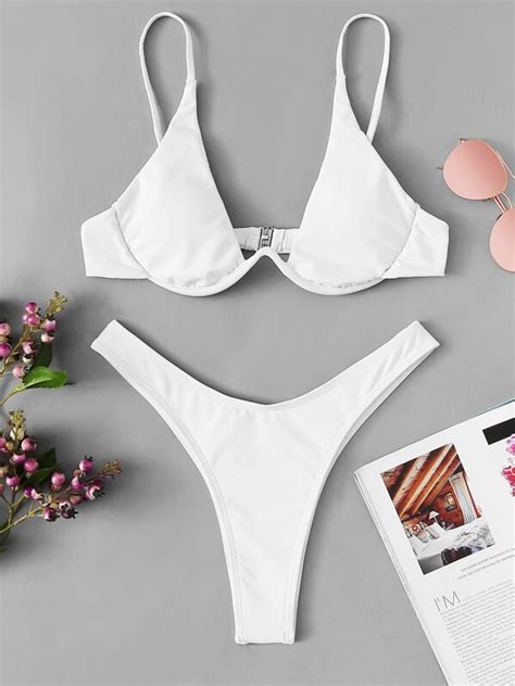 Shein Swim Summer Beach Mono Bikini Set Underwired Bra And High Cut