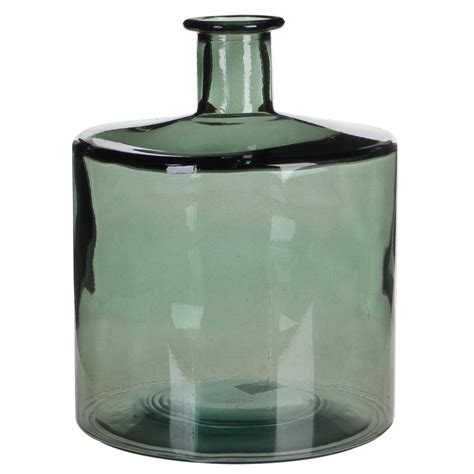 Fles Vaas Guan H26 X D21 Cm Groen Gerecycled Glas Vazen Blokker