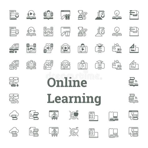 Online Learning Essentials Icon Set Stock Vector Illustration Of