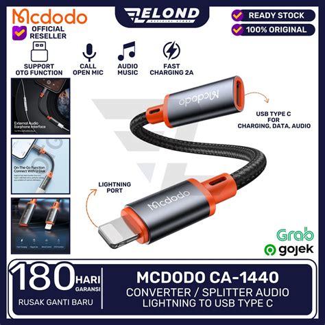 Jual Converter Splitter Lightning To Usb Type C Mcdodo Ca Audio