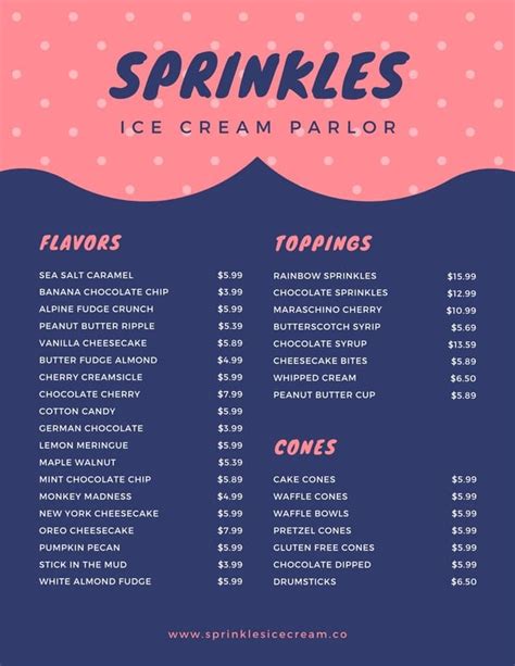 Free Printable Customizable Ice Cream Menu Templates Canva