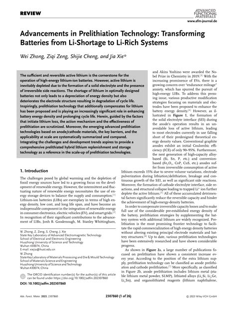 Advancements In Prelithiation Technology Transforming Batteries From