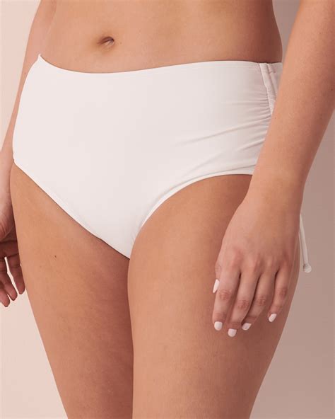 Solid Mid Waist Bikini Bottom White La Vie En Rose