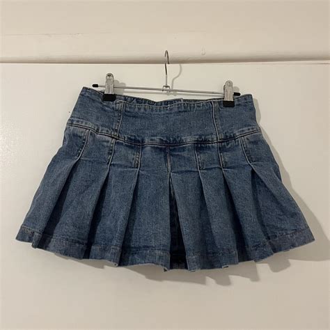 Glassons Pleated Denim Mini Skirt Worn Once Depop