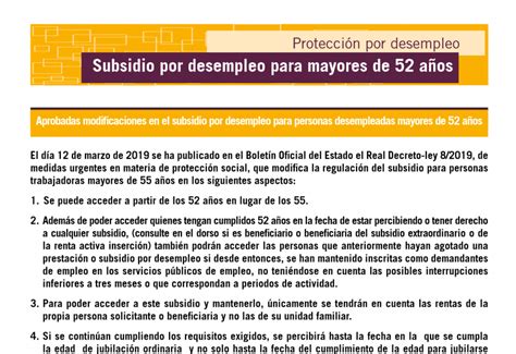 Nuevo subsidio mayores de 52 años Instrucciones oficiales del SEPE