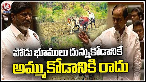 Cm Kcr Reply To Bhatti Vikramarka Over Podu Land Issue V News Youtube