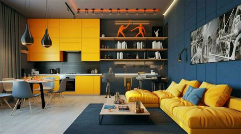 modern interior with bold colors and linear lines 30653276 Stock Photo ...