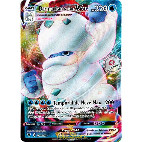 Carta Pokemon Darmanitan de Galar VMAX Português 37 185 Card Original