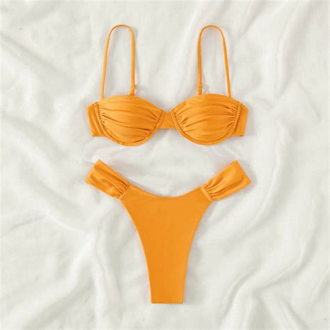 Odeerbi Two Piece Swimsuit For Women New Erogenous Split Bikini Swimsuit 2025 Fashion Solid