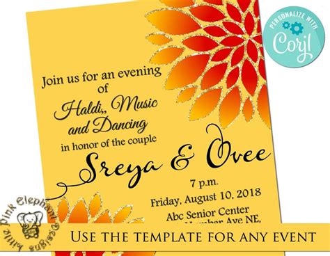 Haldi Invitations In Editable Indian Invitation Template Pithi