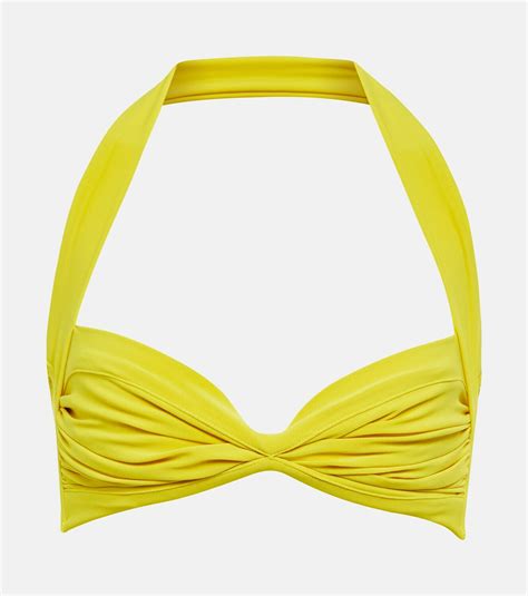 Norma Kamali Bill Shirred Bikini Top Norma Kamali