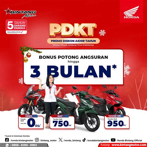 Promo Diskon Akhir Tahun Honda Bintang Motor Lampung Timur Desember