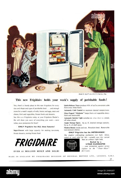 A Vintage Advert For Frigidaire Refrigerators 1950 Ideal Home Magazine