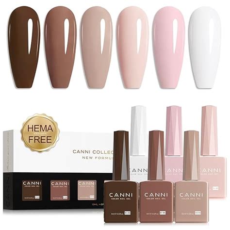 Amazon CANNI Gel Nail Polish Kit 6 Colors Nude Pink 9ML Gel Polish Set Skin Tones French