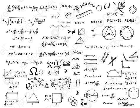 Set Of Hand Drawn Mathematical Formulas And Signs Stock Vector