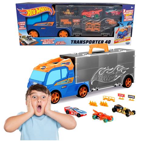 HOT WHEELS CIĘŻARÓWKA TRANSPORTER AUTEK 3 AUTA ZNAKI DROGOWE 14628726390 oficjalne