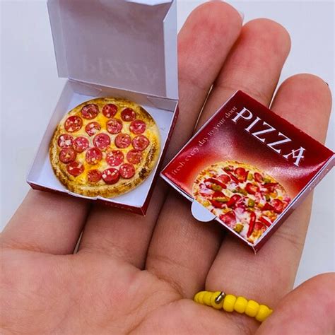 Miniature Pizza Pepperoni With A Boxminiature Foodminiature Etsy