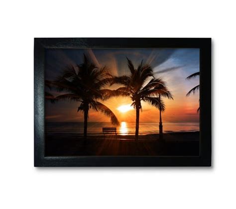 Quadro Decorativo Praia Sunset 18x24cm Moldura Preta MadeiraMadeira