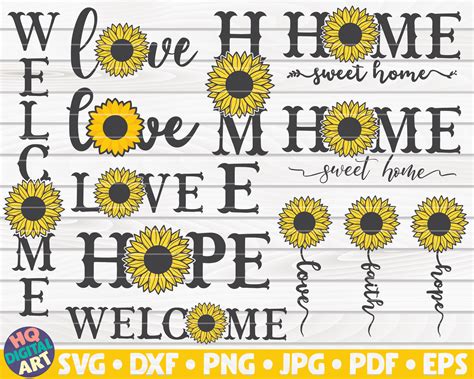 Sunflower Signs Svg Bundle 10 Designs By Hqdigitalart Thehungryjpeg