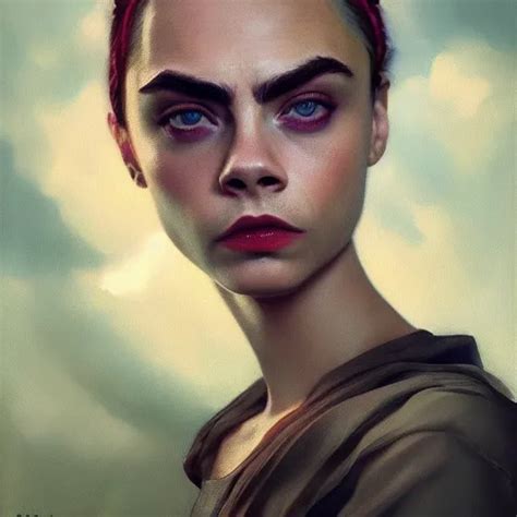 Cara Delevingne Full Body Portrait Colorful Oil Stable Diffusion