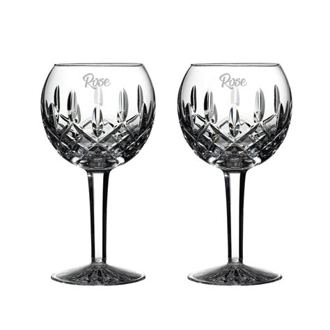 Waterford Personalized Lismore Classic Balloon Wine Glasses Set Of 2 Custom Engraved Cut