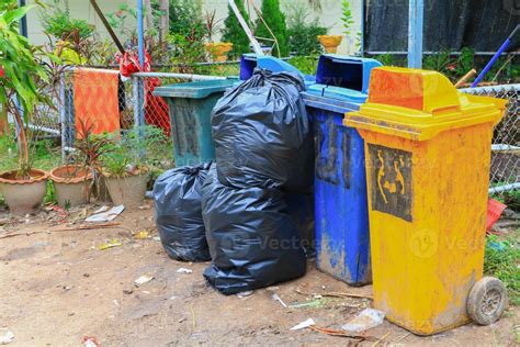 Pile Black Garbage Bag Roadside In The City 19623810 Stock Photo At