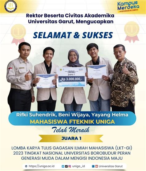 Mahasiswa Fakultas Teknik Uniga Meraih Juara Lomba Karya Tulis Gagasan