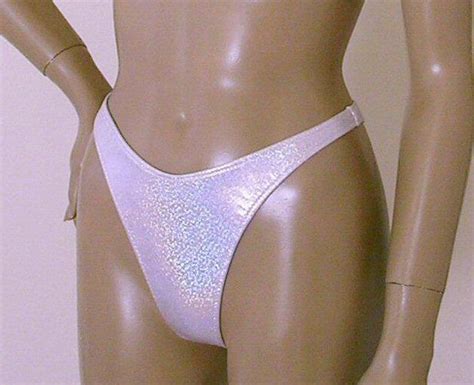 S S High Leg Thong Bikini Bottom In Silver Gold And Disco Ball