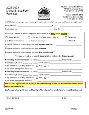 Fillable Online Marital Status Form Parent Fax Email Print Pdffiller