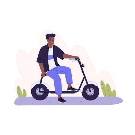 Persona en el asiento del scooter eléctrico hombre negro moderno con