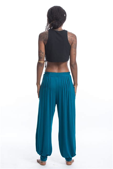 Cotton Women Harem Pants In Solid Blue