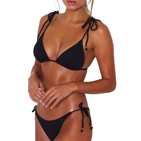 Biziza Bikini Set For Women Tie Side Triangle String Sexy Swimsuit