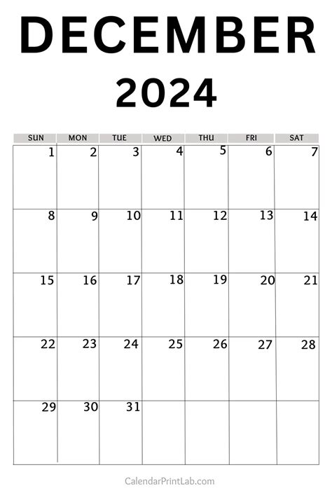 December 2024 Calendar Printable