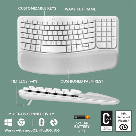 Logitech Wave Keys Teclado Ergon Mico Inal Mbrico Con Reposamanos