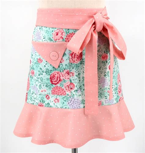 Pink Floral Apron Pink And Teal Cottage Chic Retro Style Full Apron