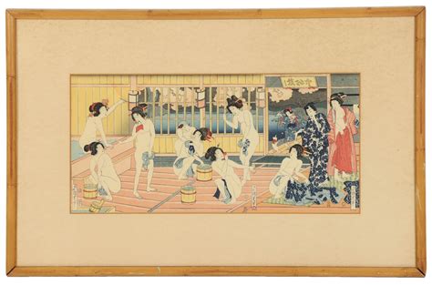 Bid Now Japanese Erotica Nude Women Color Woodblock Print March AM EDT