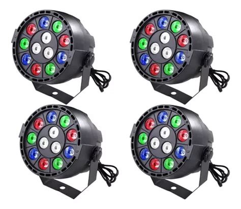 Kit 4 Mini Refletor 12 Leds Digital Strobo Dmx Efeito Rgbw 110v 220v