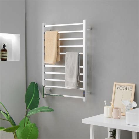 10 Bar Towel Warmer Wall Mounted Electric Heated Towel Rack with Built ...