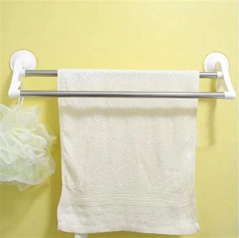 New White Bath Towel Holder with Sucker 51*11cm Bathroom Towel Holder ...