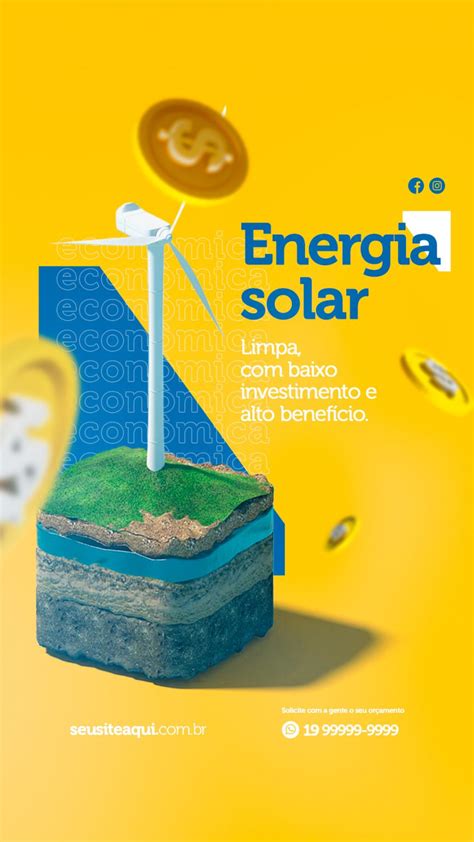 Social Media Story Energia Solar Limpa Com Baixo Investimento Psd