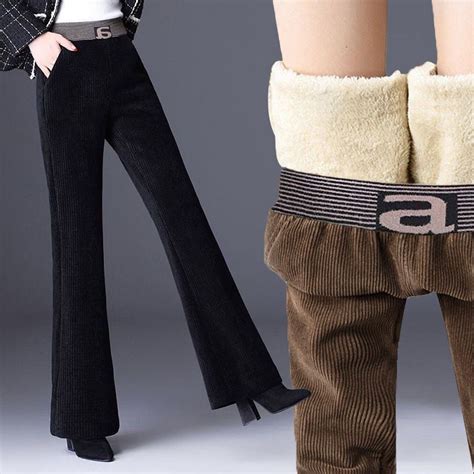 Buy Fashion Plus Velvet Warm Wide Leg Pants Autumn Winter High Waist