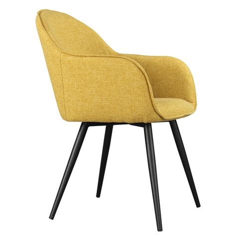 BILL Chaise salle à manger avec accoudoirs jaune miel noir Selsey