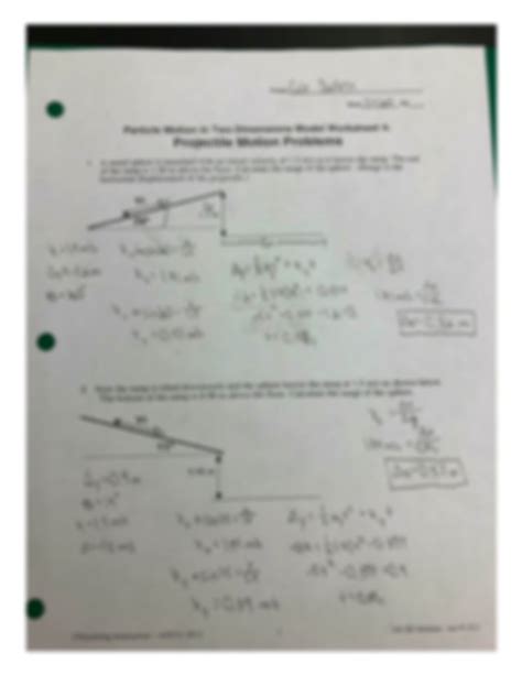 Projectile Motion Problems Worksheet