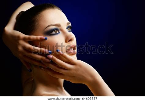 Closeup Portrait Beautiful Brunette Blue Eye Stock Photo Shutterstock