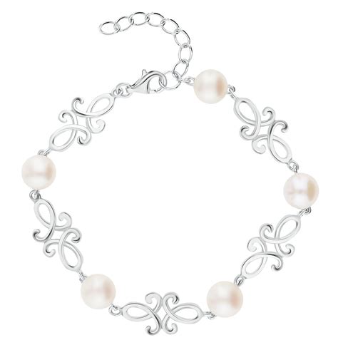 Серебряный браслет с жемчугом SUNLIGHT S90135-B9W-01: белое серебро 925 ...